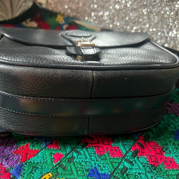 Vintage Del Rio Black Genuine Leather Saddle Crossbody Shoulder Bag - Picture 15 of 16